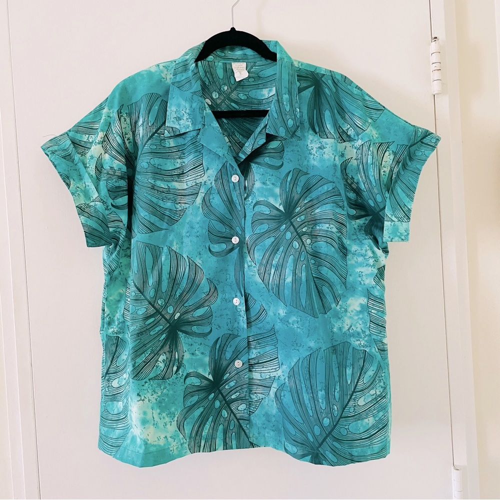 Women’s Aloha Shirt Hawaiian Print XL Top Blouse Shirt